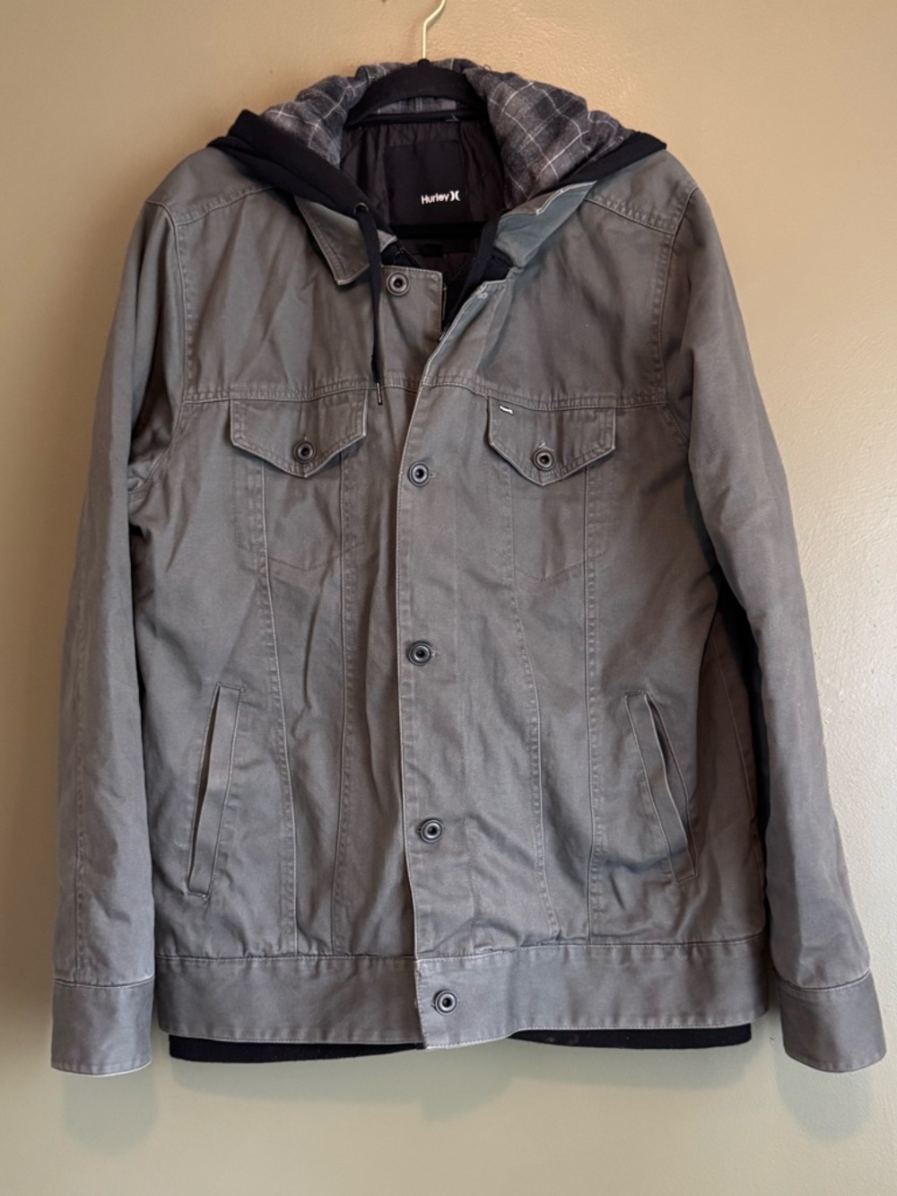Hurley Gray Truck Stop Hooded Jacket size Large
